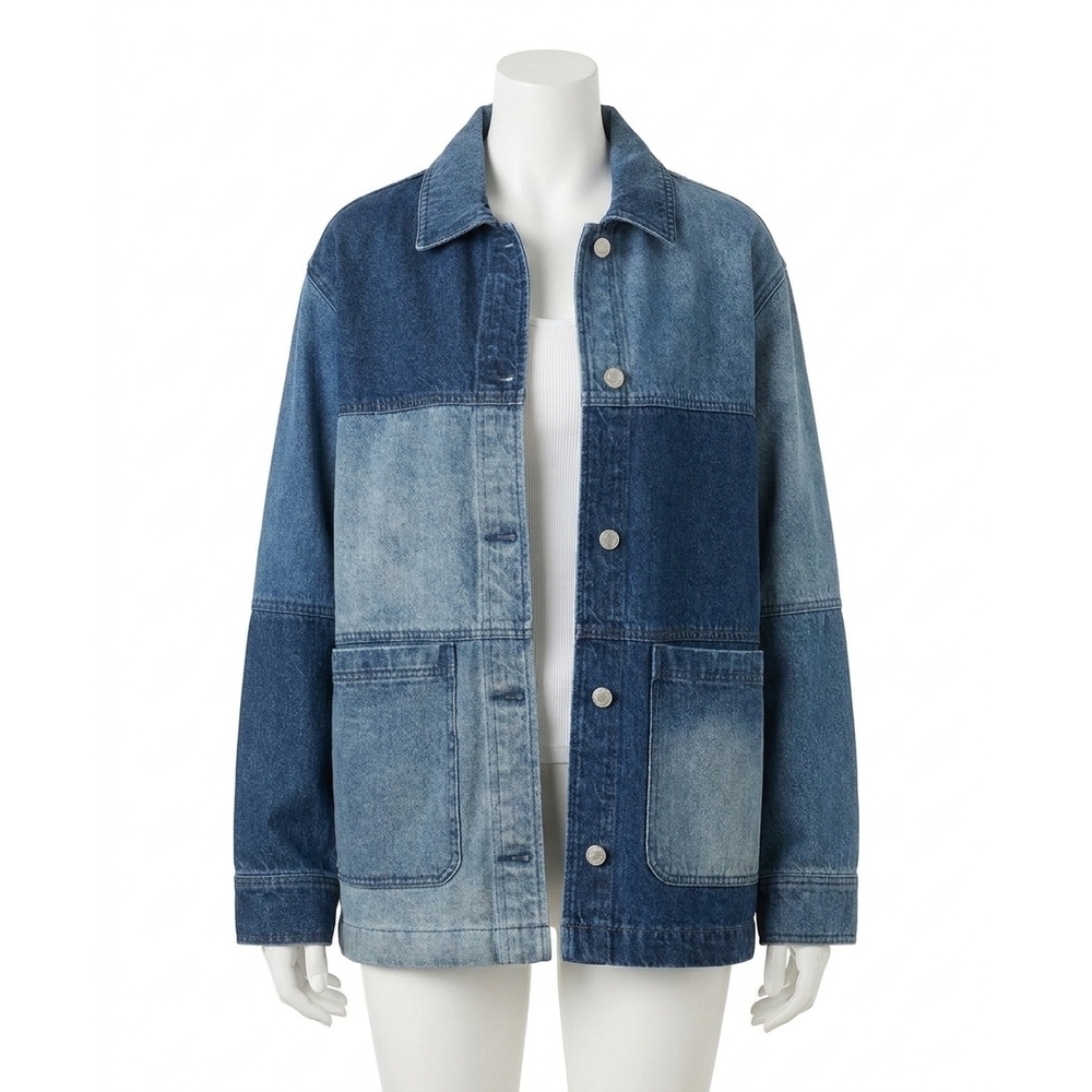NEW Z SUPPLY on the road color block chore jacket in mixed indigo